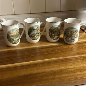 Set of 4 Currier & Ives 4 Seasons American Homestead mugs